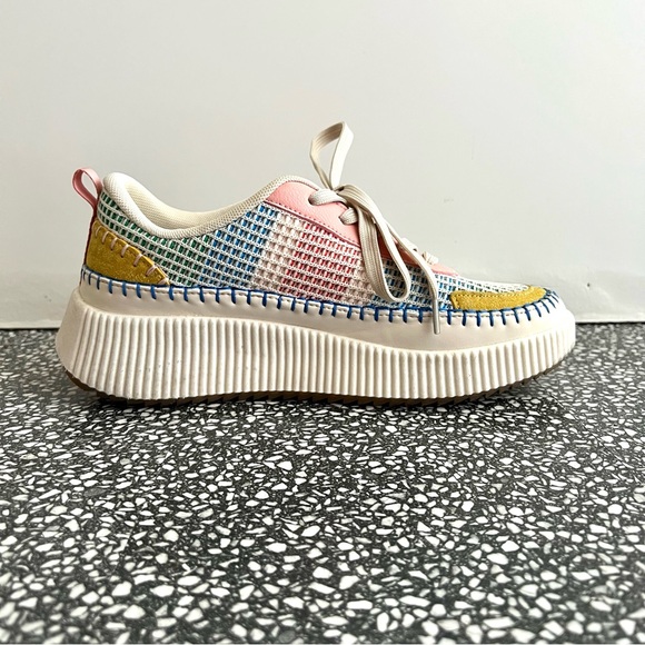 Nicole Miller Multicolor Woven Lace-Up Sneakers Sz 9 - Picture 3 of 5